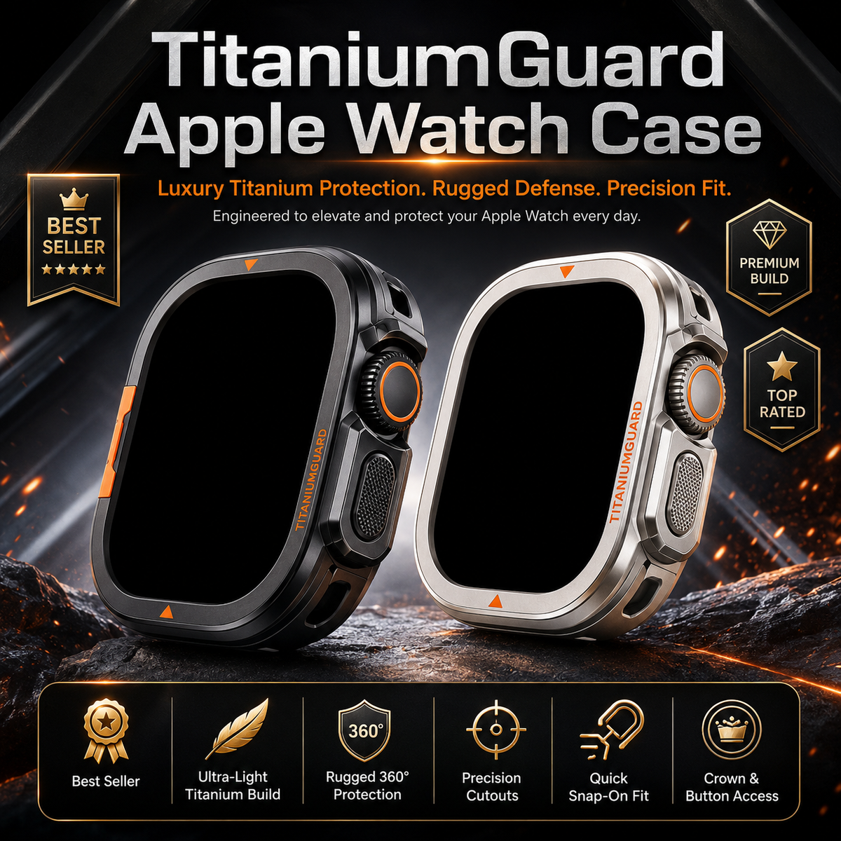 Beschermhoes Smartwatch 49mm 46mm Titanium Metalen Frame Ultieme Bescherming Sport Horloge Vier Kleuren