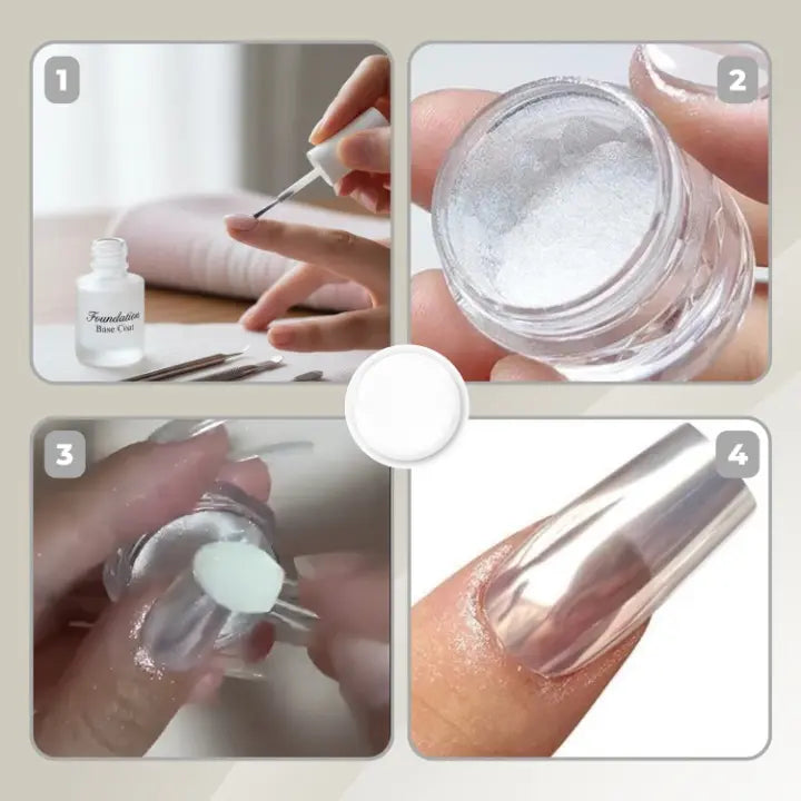 Chroompoeder voor Nagels Zilver - Spiegeleffect Nagelpoeder voor Gel en Acryl