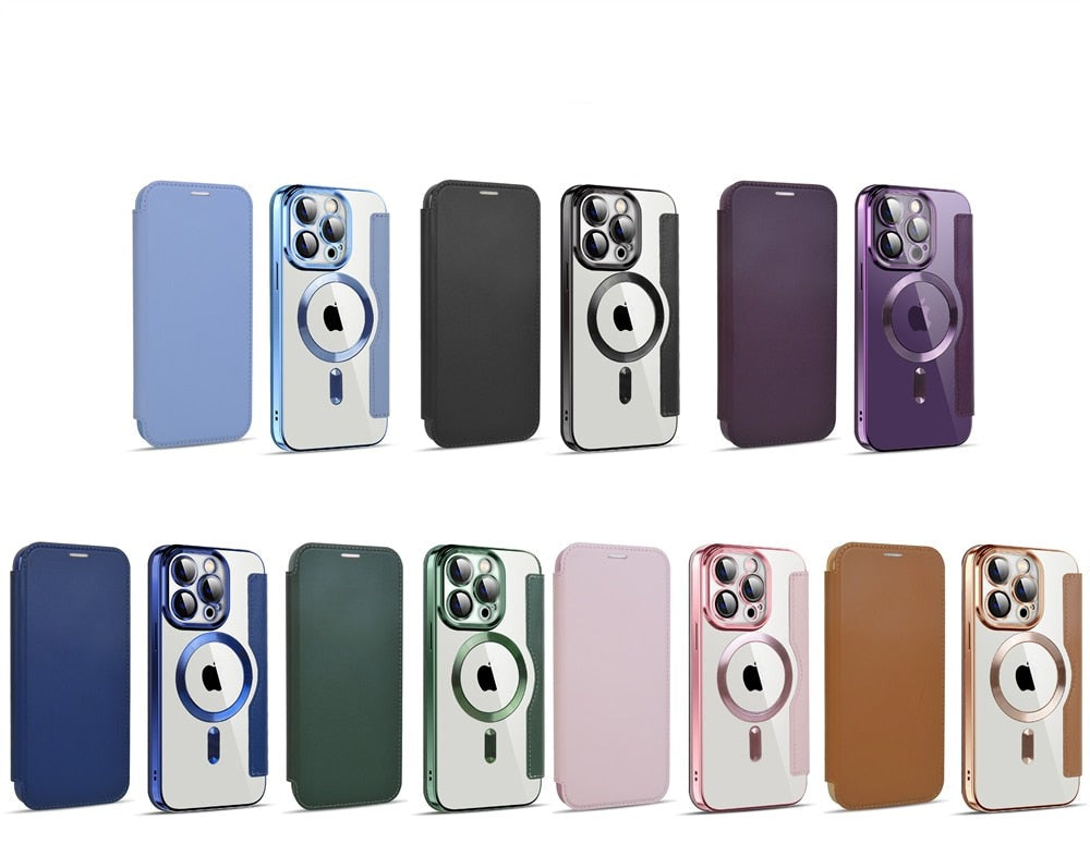 Transparante Portemonnee Telefoonhoes met MagSafe en RFID-blokkering voor iPhone 12 13 14 15 16 17 Reeks