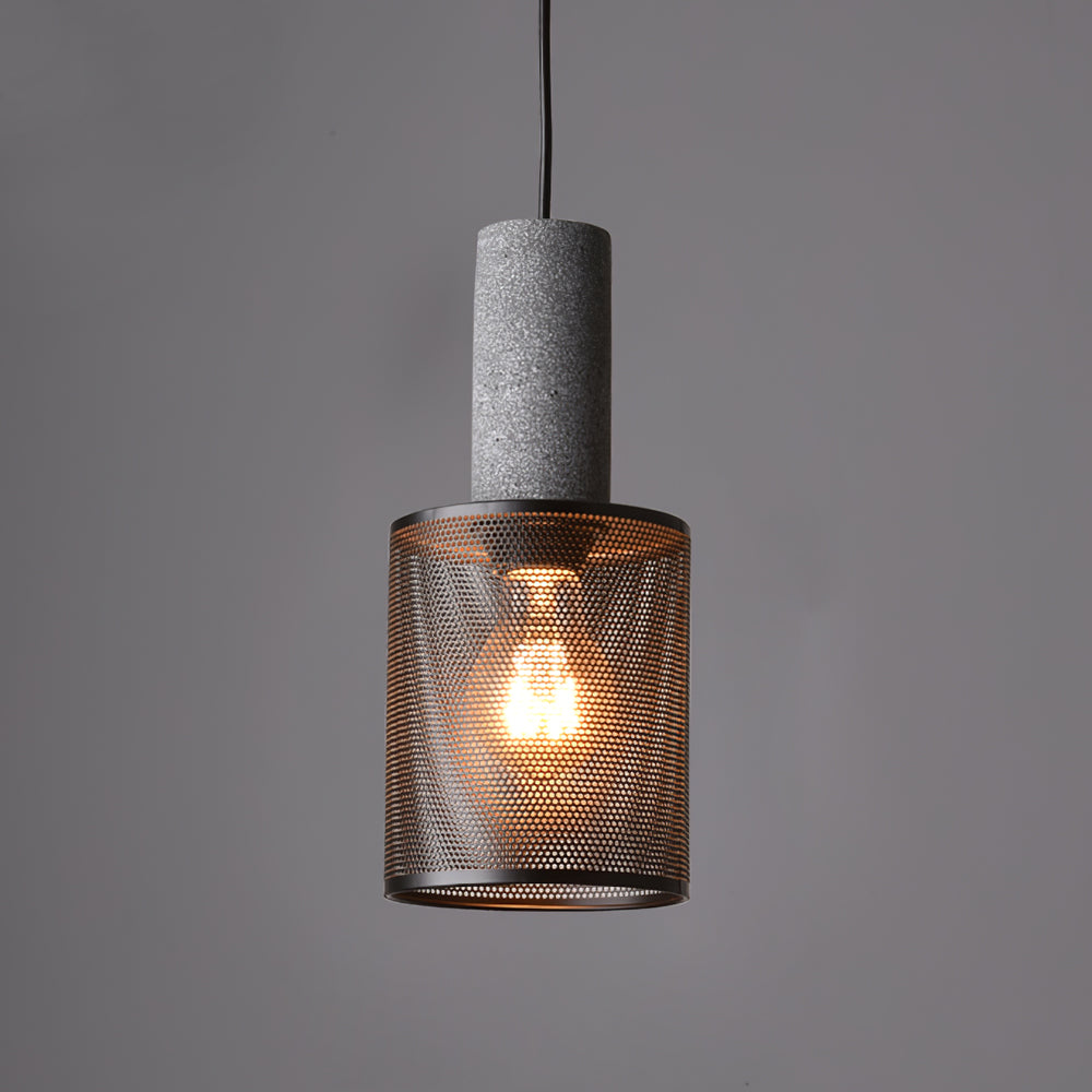 Beton Hanglamp Industrieel Cilinder Metaal Zwart Grijs E27