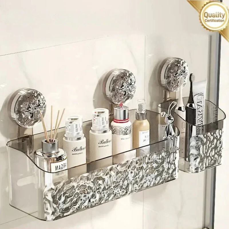 Badkamer Wandrekje met Zuignappen Boorvrij Monteren Doucherekje Shampoo Houder Douche Organizer Opbergrek