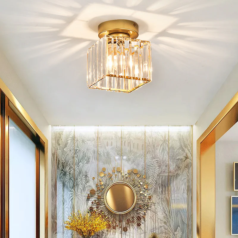 Kilon plafondlamp kristal kubus messing plafond hal woonkamer slaapkamer moderne verlichting compact