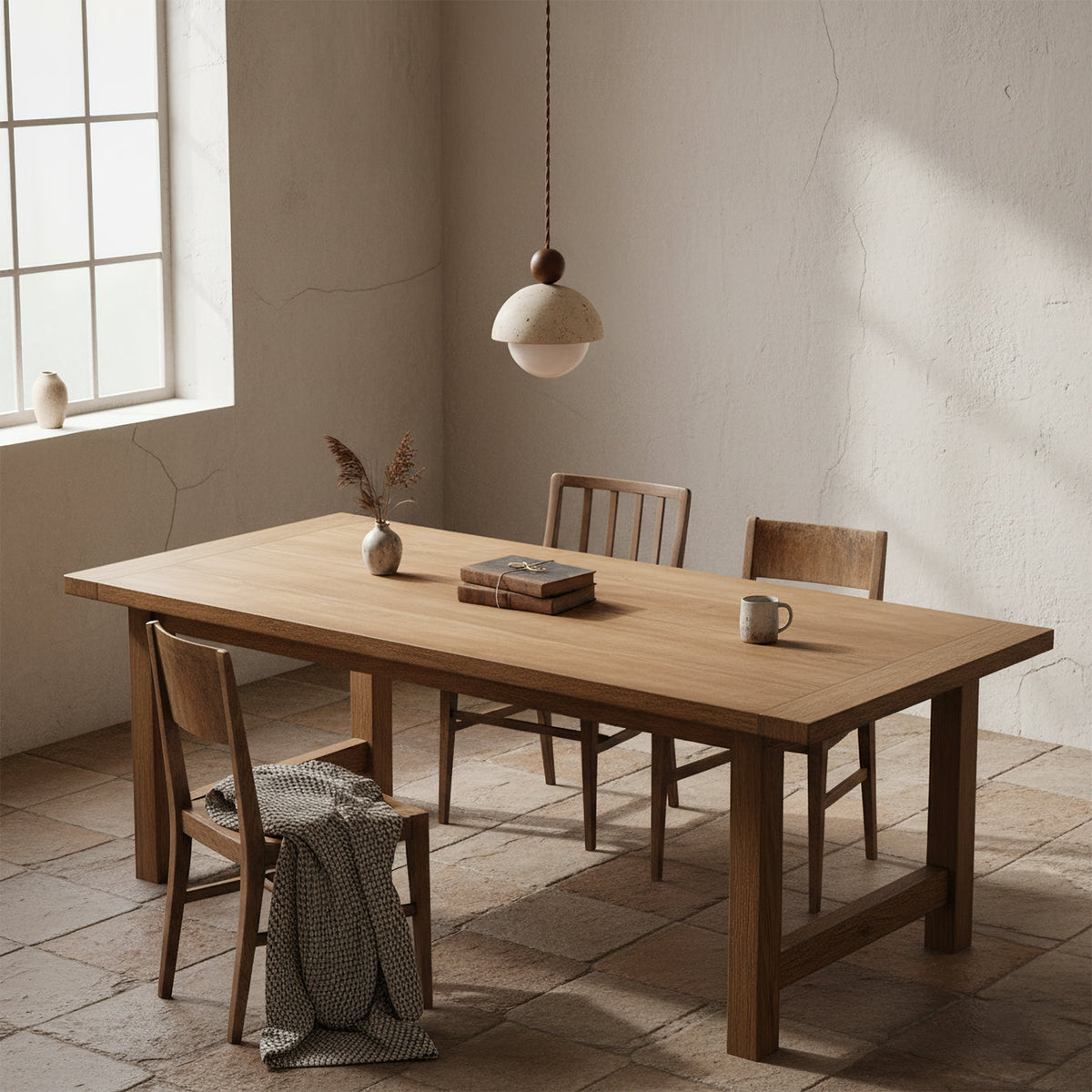 Design Hanglamp van Travertin en Glas - Moderne Verlichting met Warm Licht