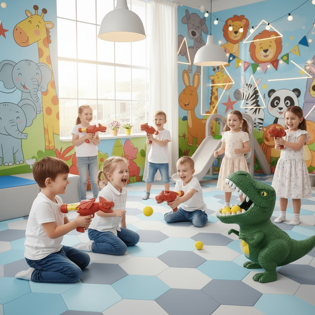 Dinosaurus Schietspel voor Kinderen met Zachte Schuimballen en Doelbord | Actief Binnen- en Buitenspeelgoed voor Hand-Oog Coördinatie