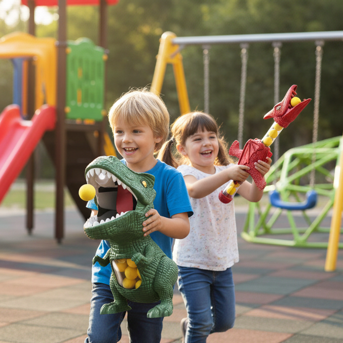 Dinosaurus Schietspel voor Kinderen met Zachte Schuimballen en Doelbord | Actief Binnen- en Buitenspeelgoed voor Hand-Oog Coördinatie