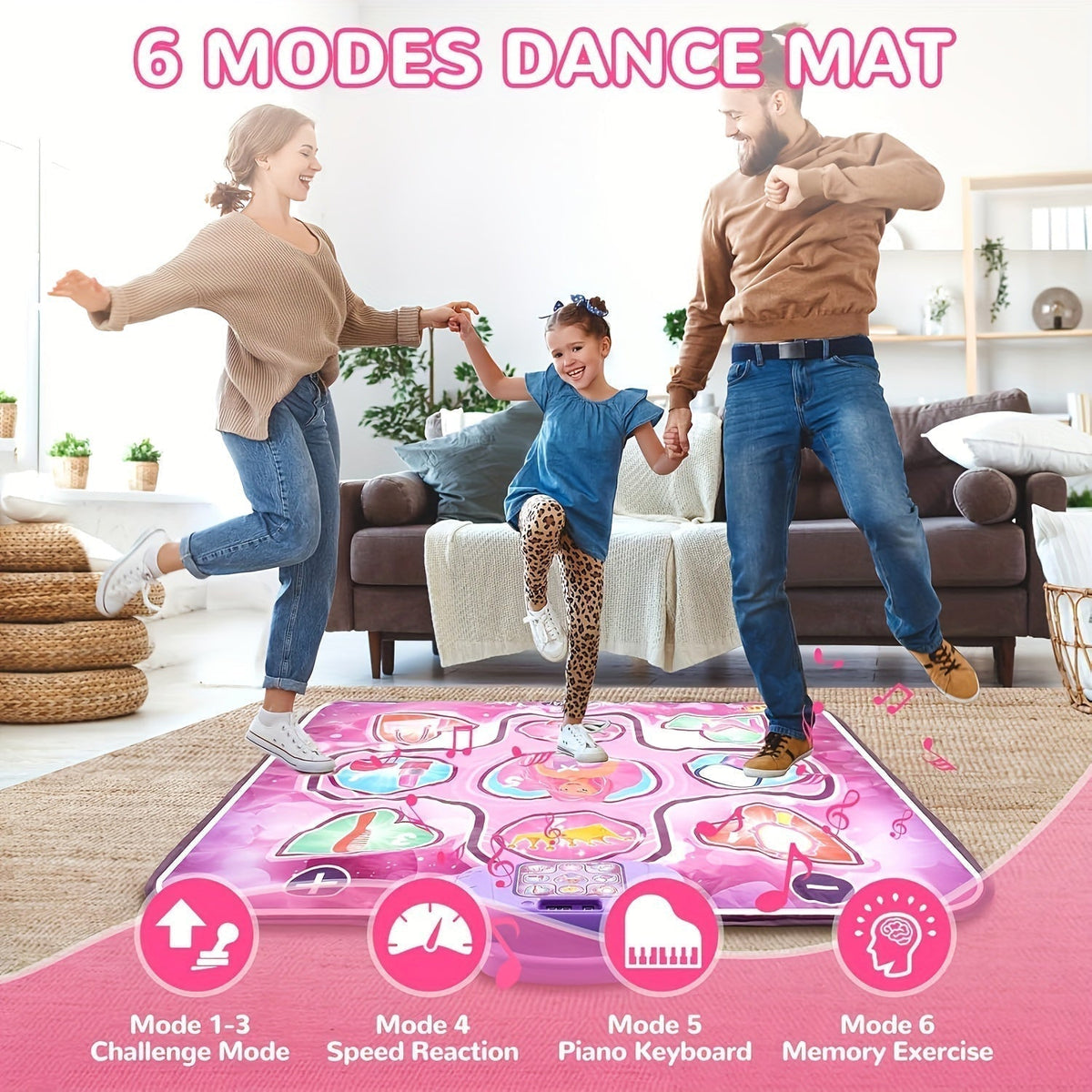 Interactieve Dansmat voor Kinderen met Score-Functie | Muziekmat | Bewegingsmat Spelend Leren Roze