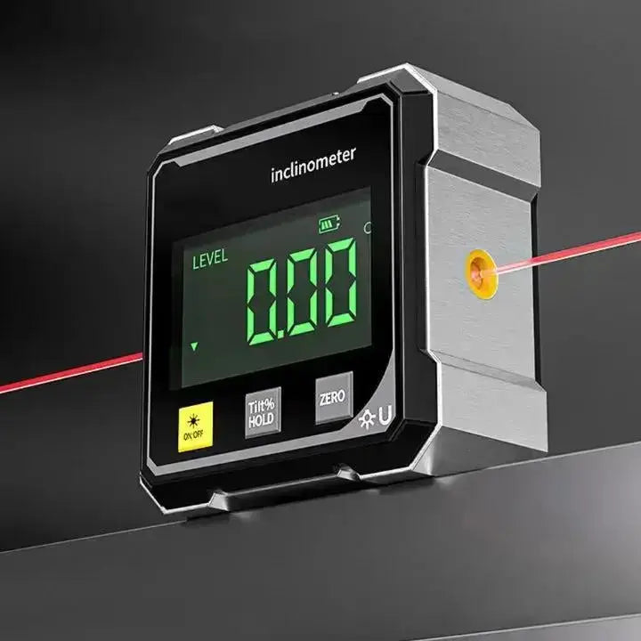 Digitale Hoekmeter Laser Magneetvoet USB Oplaadbaar Aluminium 6x6x3cm Waterpas Nivelleren Loodrecht Meten Schilderijen Schappen Hoek Meting