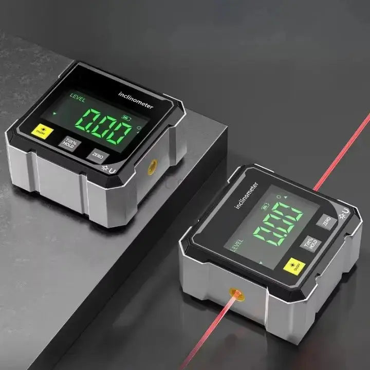 Digitale Hoekmeter Laser Magneetvoet USB Oplaadbaar Aluminium 6x6x3cm Waterpas Nivelleren Loodrecht Meten Schilderijen Schappen Hoek Meting