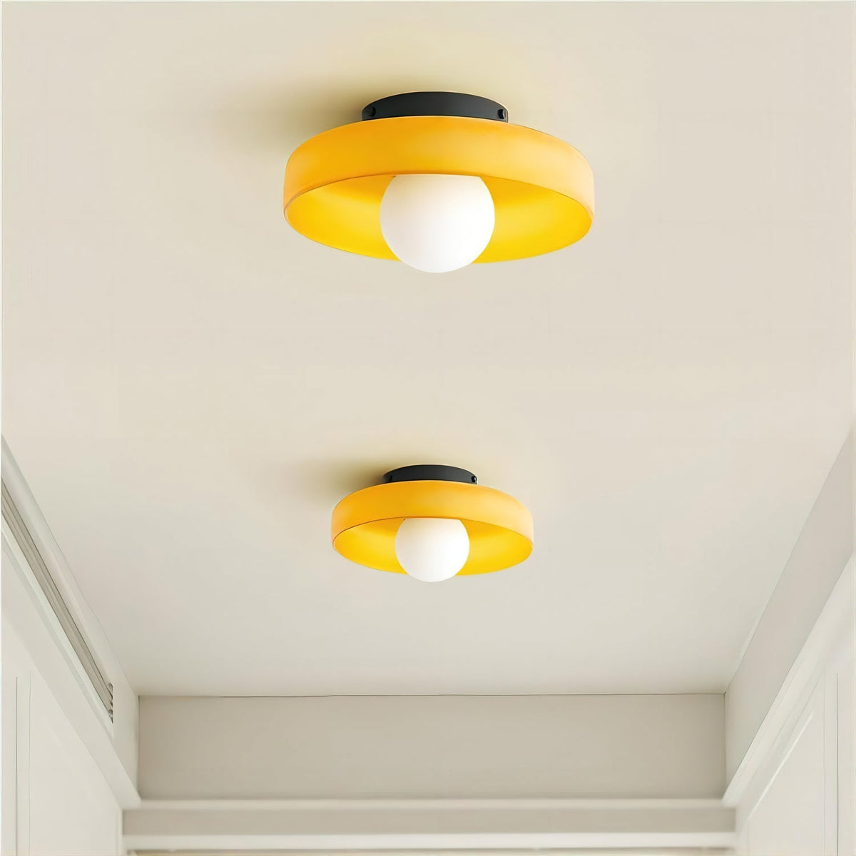 Disc Orb Plafondlamp - Moderne Glazen Lampenkap Rond Scandinavisch Design Messing Basis 3 Lichtpunten Warm Licht Woonkamer Slaapkamer Eetkamer