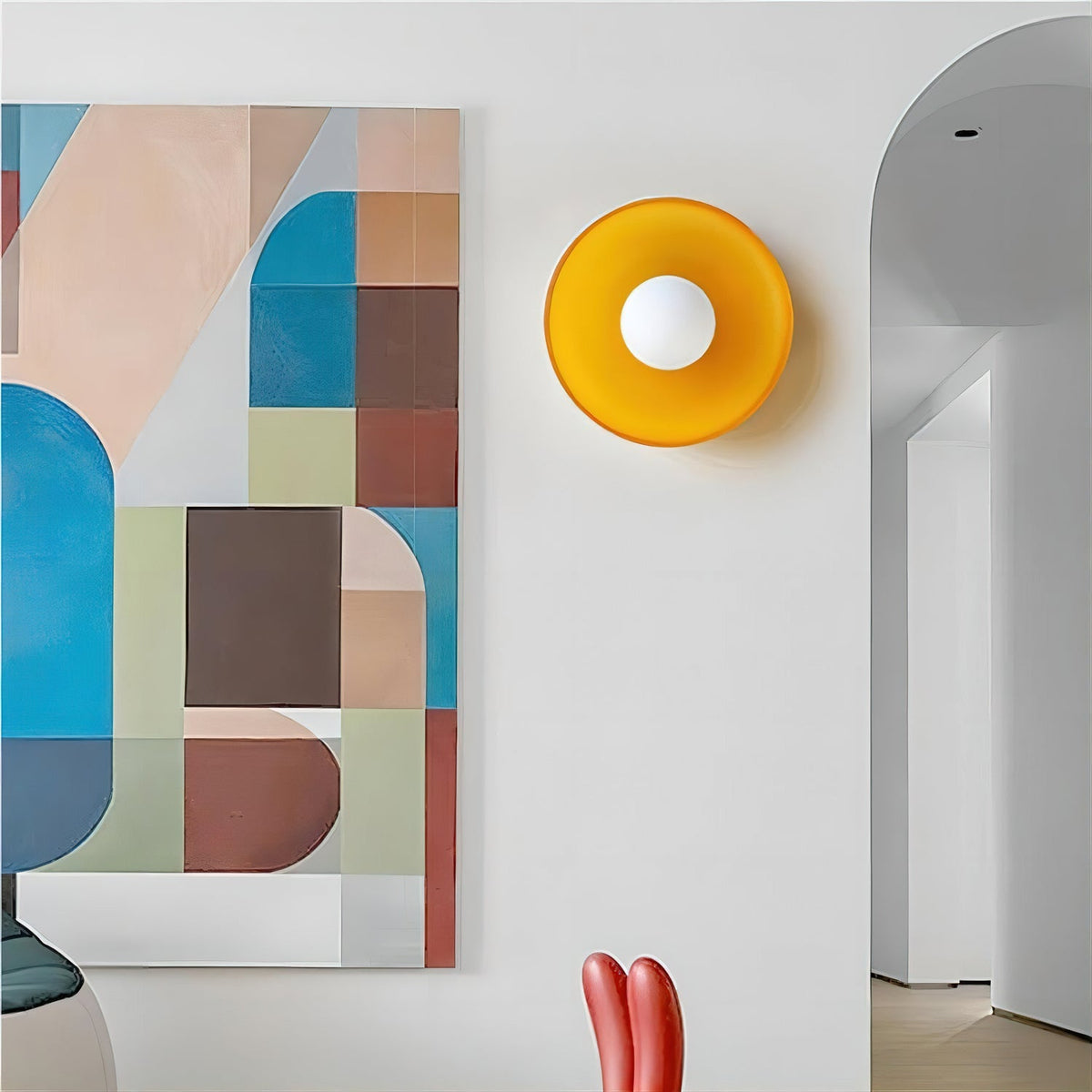 Disc Orb Plafondlamp - Moderne Glazen Lampenkap Rond Scandinavisch Design Messing Basis 3 Lichtpunten Warm Licht Woonkamer Slaapkamer Eetkamer