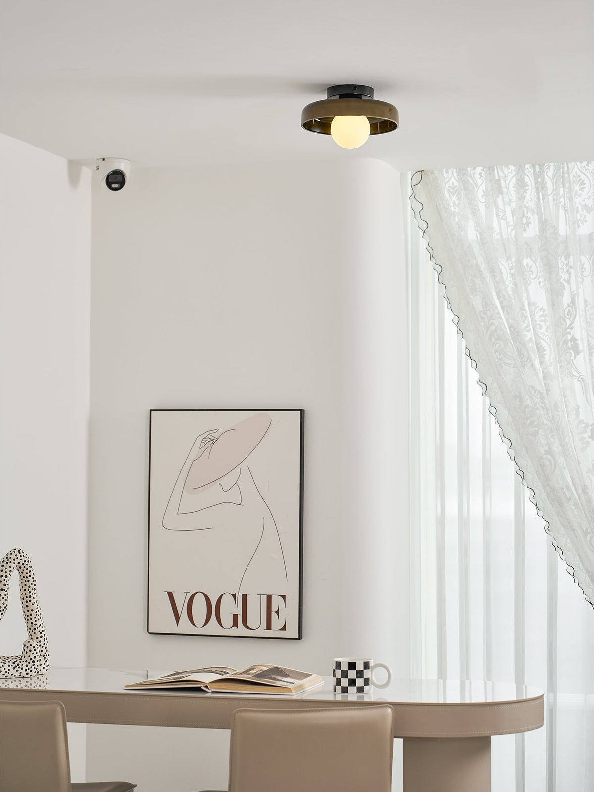 Disc Orb Plafondlamp - Moderne Glazen Lampenkap Rond Scandinavisch Design Messing Basis 3 Lichtpunten Warm Licht Woonkamer Slaapkamer Eetkamer