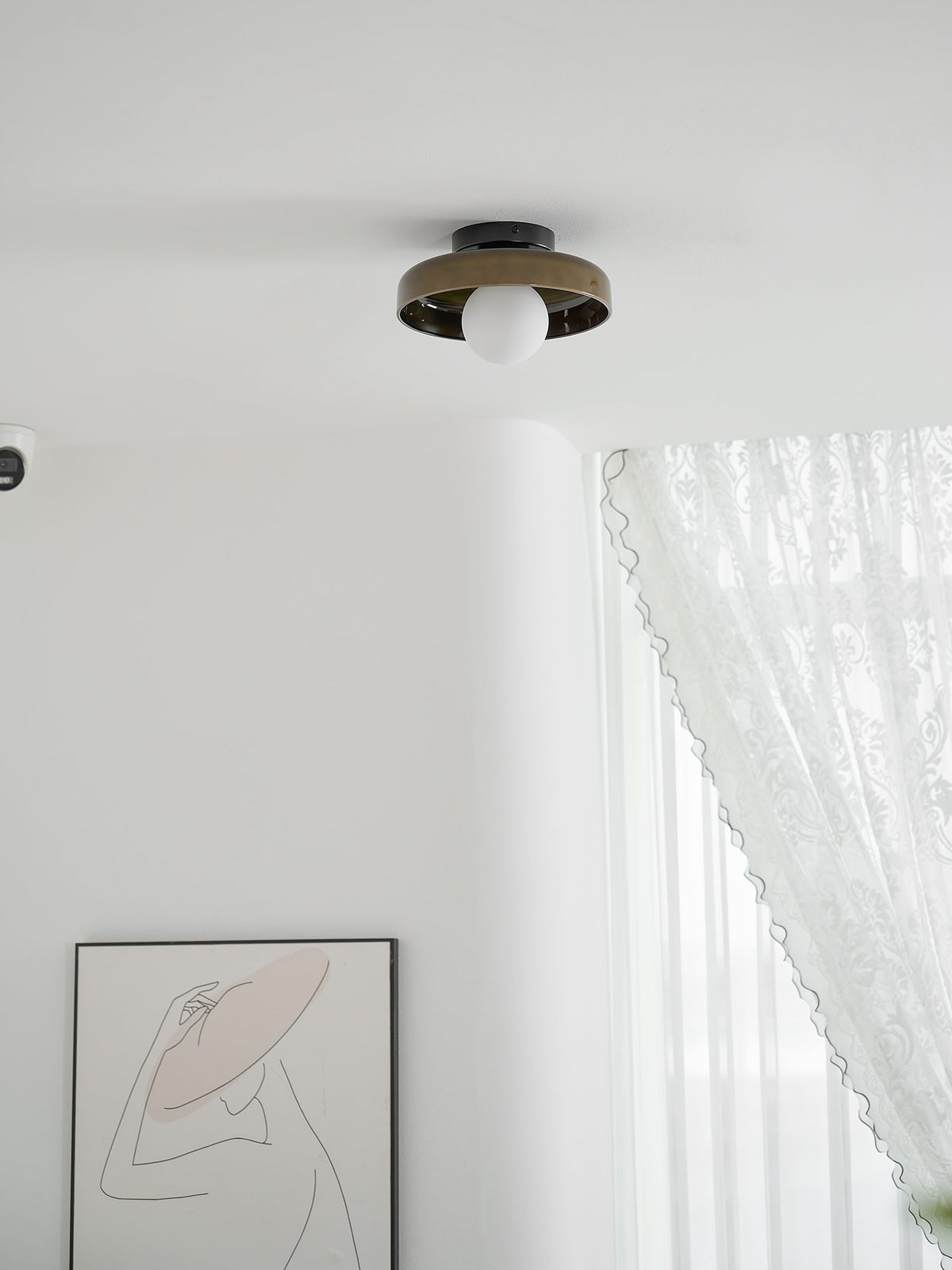 Disc Orb Plafondlamp - Moderne Glazen Lampenkap Rond Scandinavisch Design Messing Basis 3 Lichtpunten Warm Licht Woonkamer Slaapkamer Eetkamer