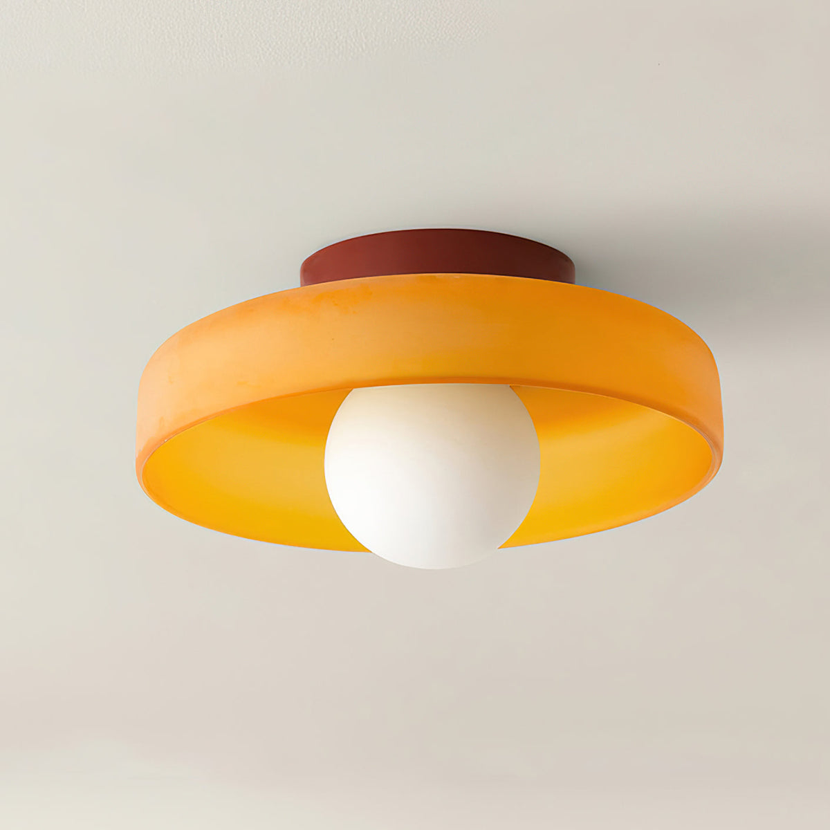 Disc Orb Plafondlamp - Moderne Glazen Lampenkap Rond Scandinavisch Design Messing Basis 3 Lichtpunten Warm Licht Woonkamer Slaapkamer Eetkamer
