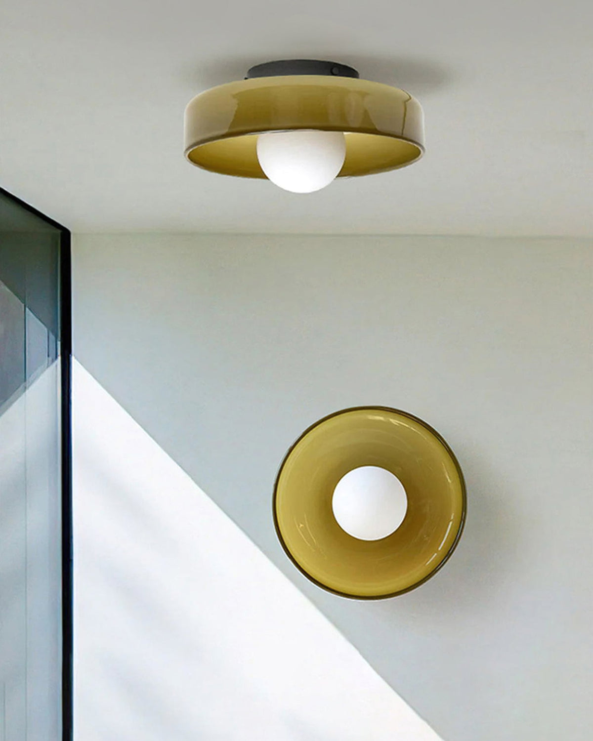 Disc Orb Plafondlamp - Moderne Glazen Lampenkap Rond Scandinavisch Design Messing Basis 3 Lichtpunten Warm Licht Woonkamer Slaapkamer Eetkamer