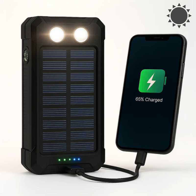 Zonnepaneel Powerbank Met 500.000mAh Capaciteit, Dubbele USB Poorten En Waterdichte Behuizing Voor Outdoor En Noodstroom