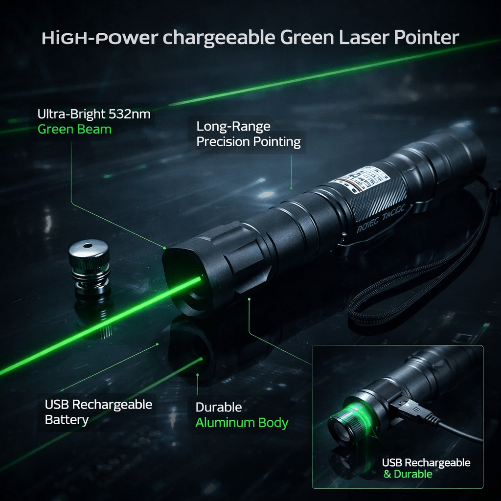 Herlaadbare Laserpointer Groen 532nm USB Oplaadbaar Presentaties Sterrenkijken Outdoor Reikwijdte 2000m