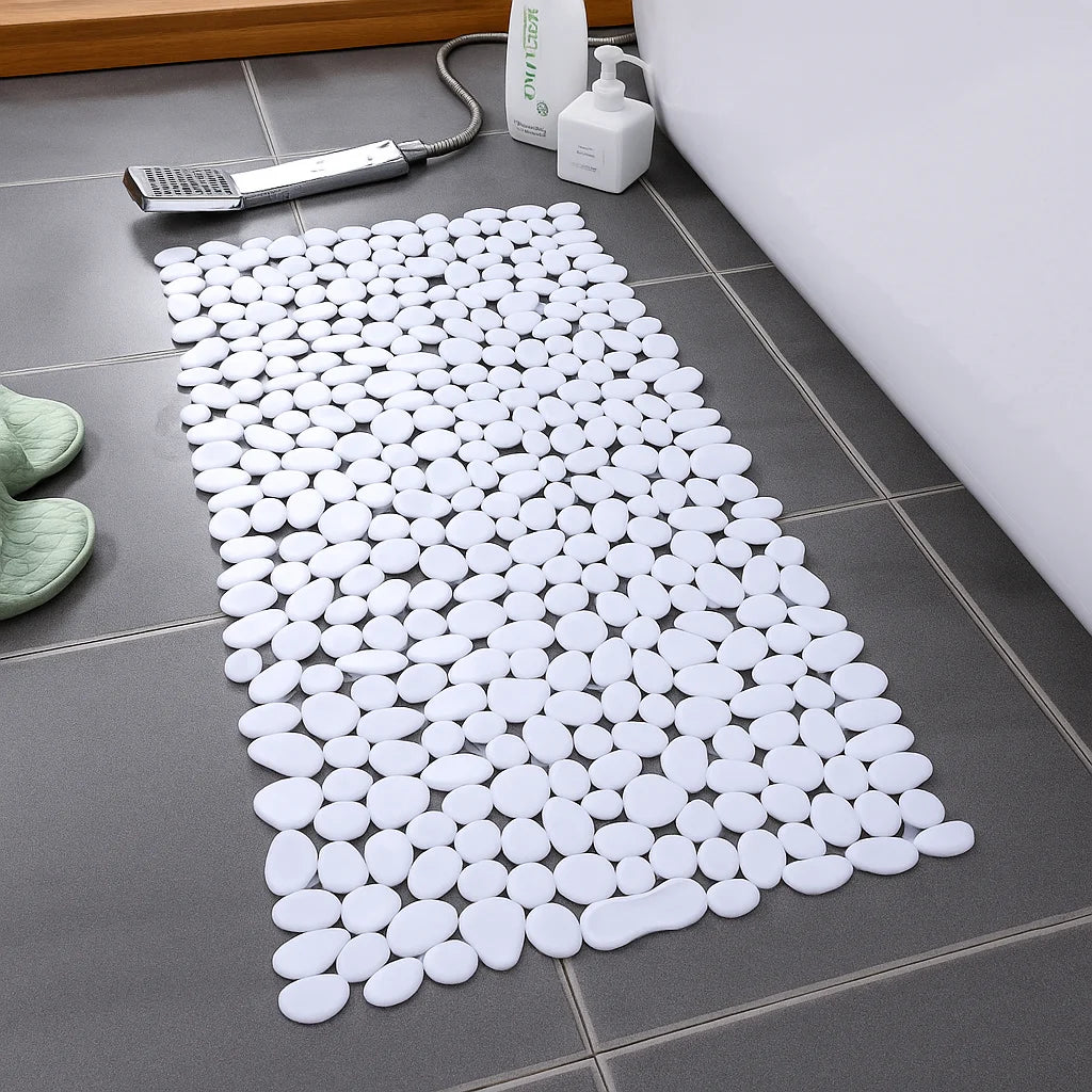 Antislip Badmat met Natuurlijke Kiezelsteenstructuur - Comfortabel en Veilig voor Douche en Bad