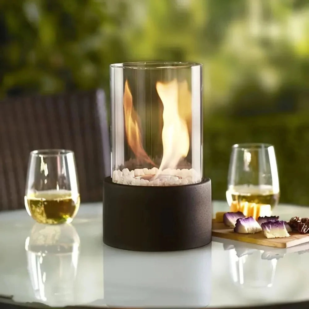 Bioethanol Tafelkachel met Glazen Panelen Draagbaar Modern Design Sfeerverlichting voor Binnen Haard