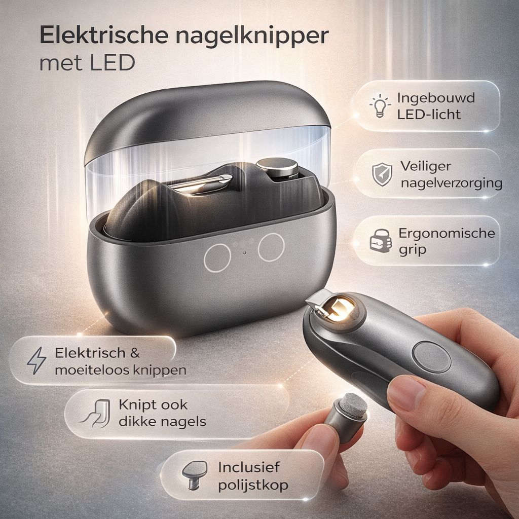 Elektrische Nagelknipper met LED-Verlichting - Ergonomisch Ontwerp voor Veilige Nagelverzorging