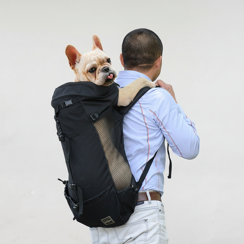 Hondendrager Rugzak Ergonomisch met Veiligheidssysteem Ademende Stof voor Kleine Honden Wandelen Reizen
