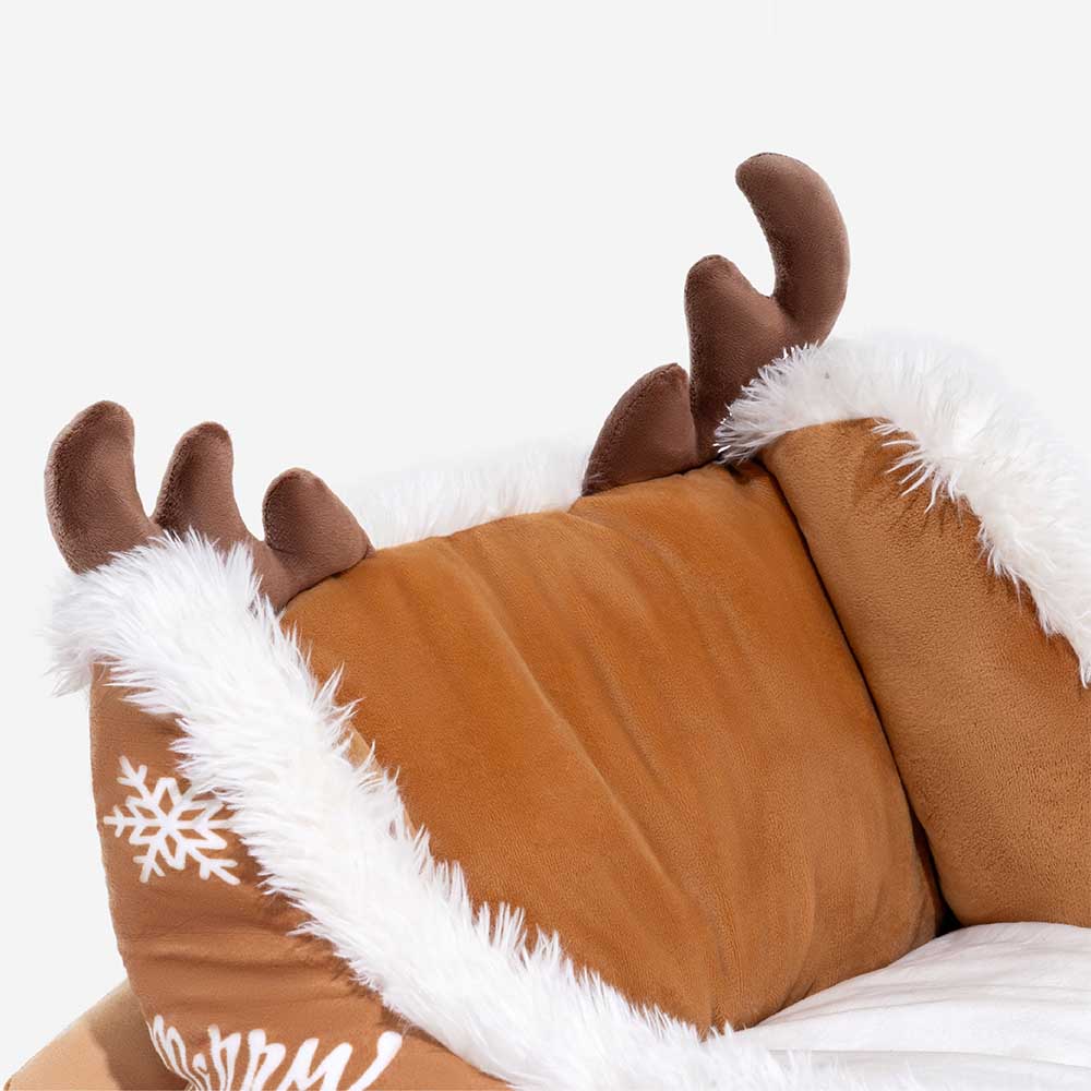 Pluche Hondenmand Kerstslede Rood Bruin 3 Maten Premium Huisdierbed Feestelijk Decoratief Warm Gezellig