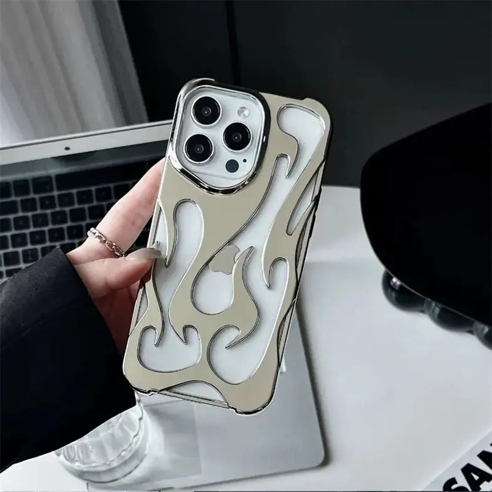 Geperforeerde Telefoonhoes iPhone met Vlammendesign Warmteafvoer Mat of Glanzend Afwerking Beschermhoes