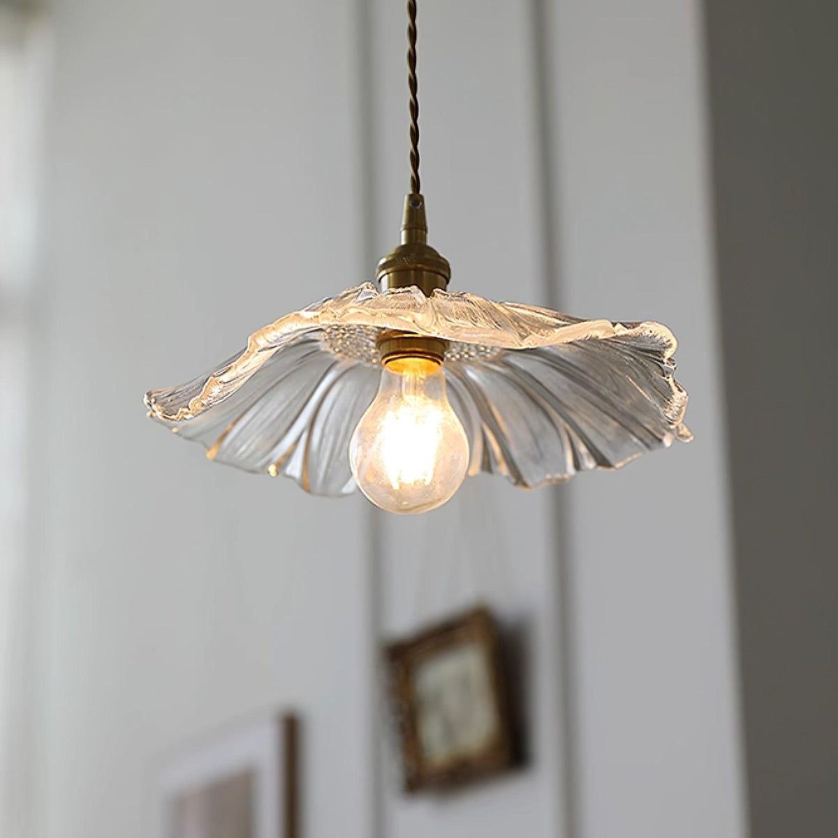 Hanglamp Bloem Glas Retro Transparant Koper E27 Vintage Keuken Eettafel