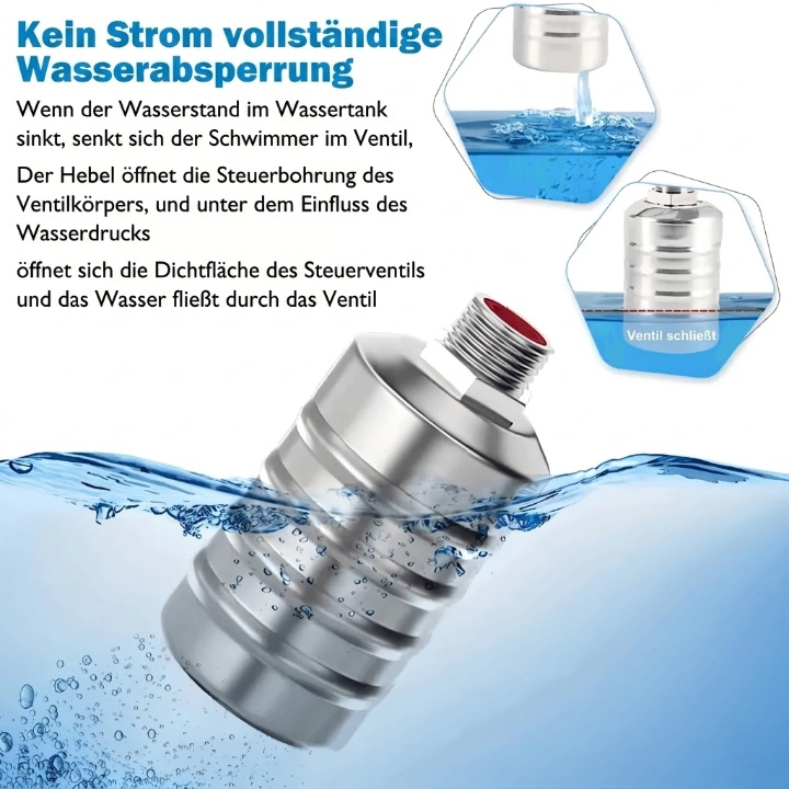 Automatisch Vlotterventiel met Edelstalen Zwemmer voor Watertanks - Drukgestuurd zonder Stroom