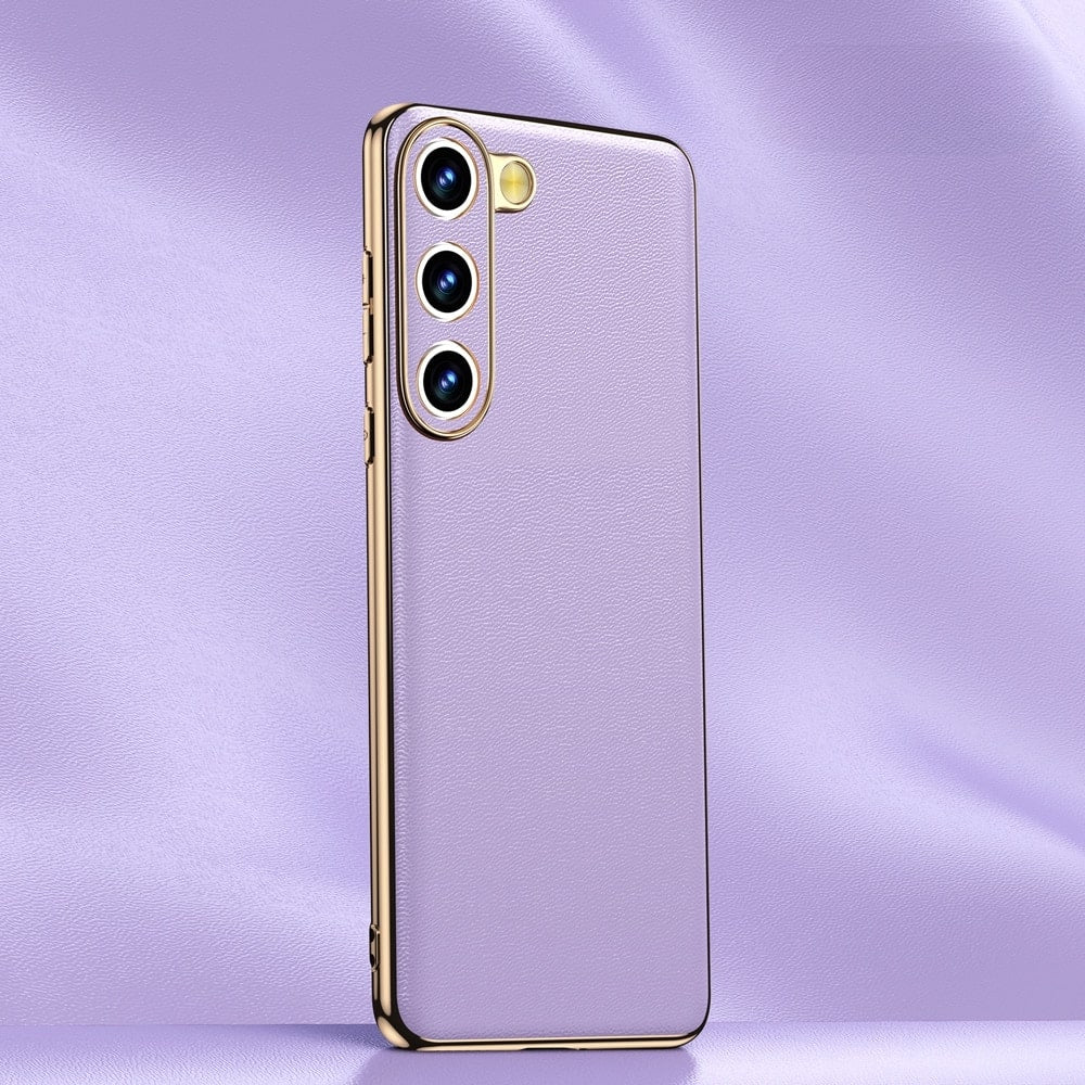 Smartphone Hoesje Echt Rundleer met Gemetalliseerde Zijkanten Samsung Galaxy S21-S25 Note 20 Draadloos Laden
