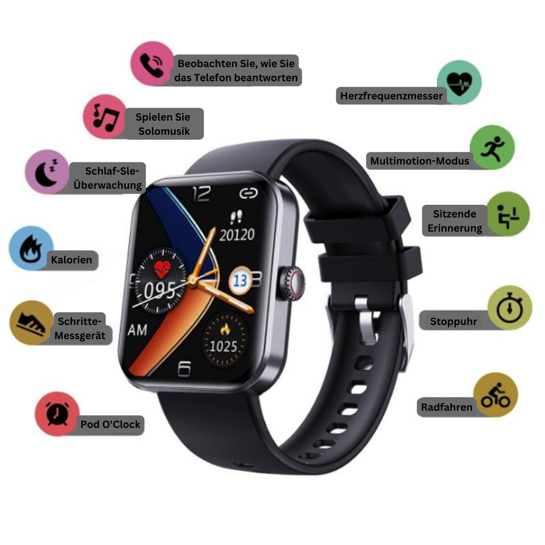 Slimme Smartwatch met Niet-Invasieve Bloedglucosemeting - Gezondheidstracker voor Hartslagmeting, Bloeddruk en Zuurstofniveau