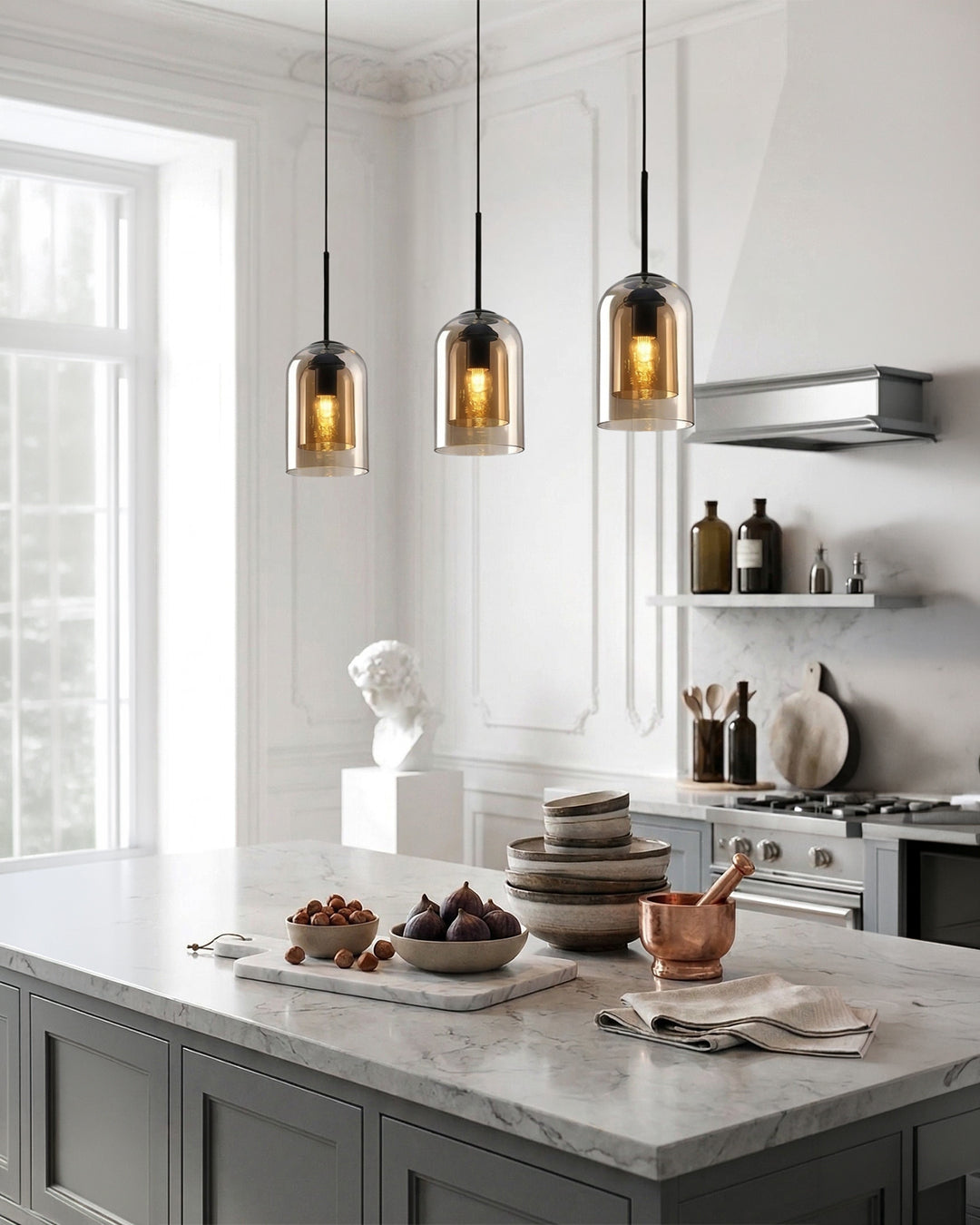 Glazen Hanglamp Ginza met Gebogen Vorm en Zachte Sfeerverlichting Warm Wit - E27 Fitting Inclusief Dimbare Compatibiliteit