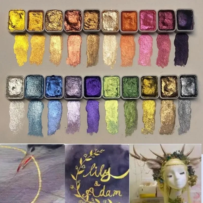 Mineraal Parelglans Pigmentpoeder Set 10-20 Kleuren Aquarel Kunst Shimmer Effecten voor Creatieve Projecten