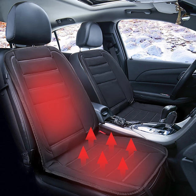 Verwarmde Autostoelhoes Zwart Universeel Volledige Bedekking 12V 45W Comfortabel Warm Winterrijden Auto