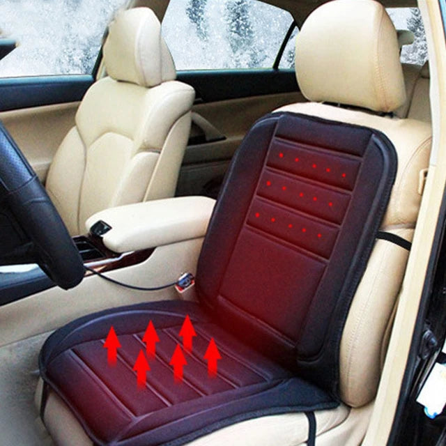 Verwarmde Autostoelhoes Zwart Universeel Volledige Bedekking 12V 45W Comfortabel Warm Winterrijden Auto
