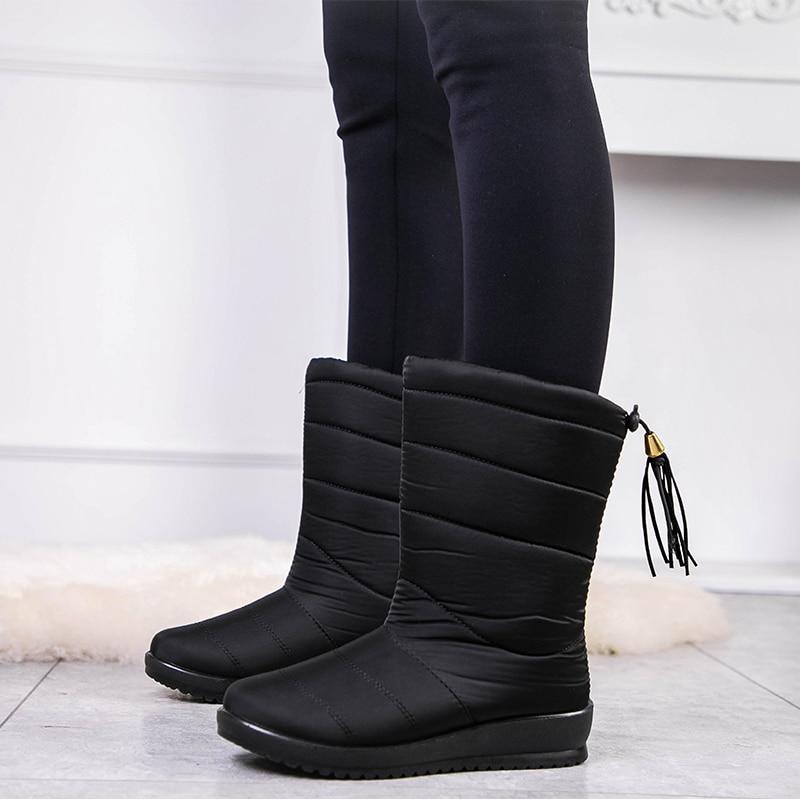 Gevoerde Waterdichte Winterlaarzen Dames met Antislipzool - Warme Polyester Snowboots voor Brede Voeten