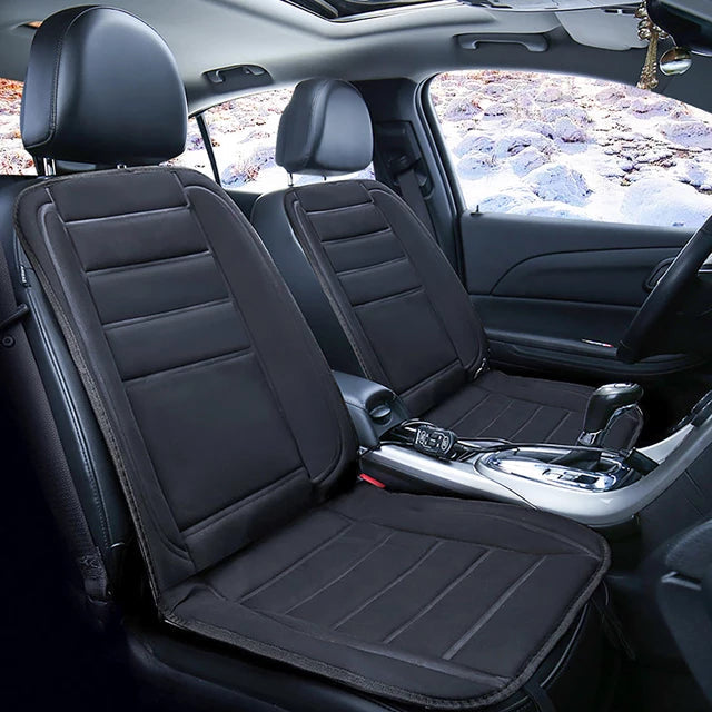Verwarmde Autostoelhoes Zwart Universeel Volledige Bedekking 12V 45W Comfortabel Warm Winterrijden Auto