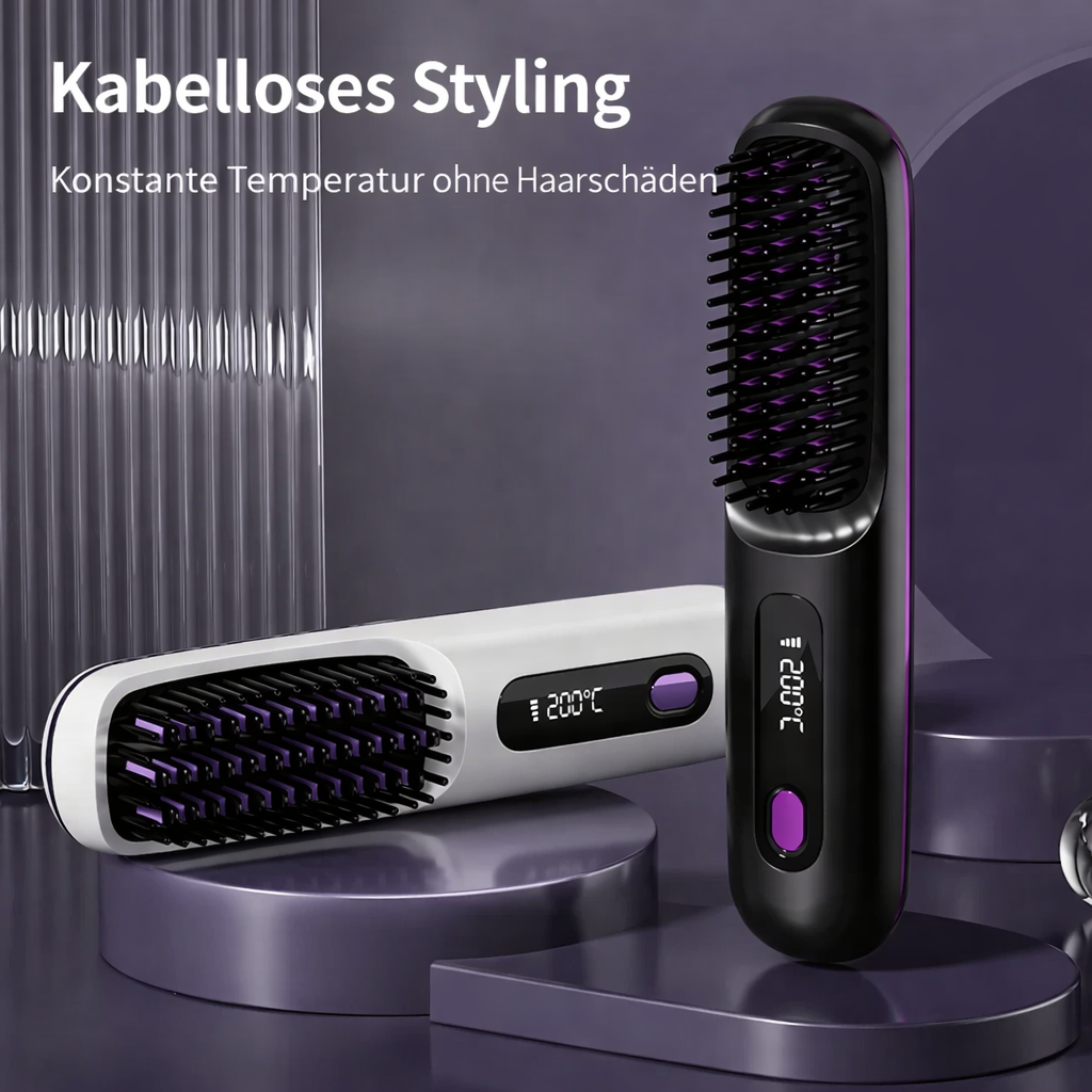 Draadloze Stijltang met Keramische Platen en Ionentechnologie - USB Oplaadbaar met LCD Scherm - Compacte Haarstijler voor Onderweg