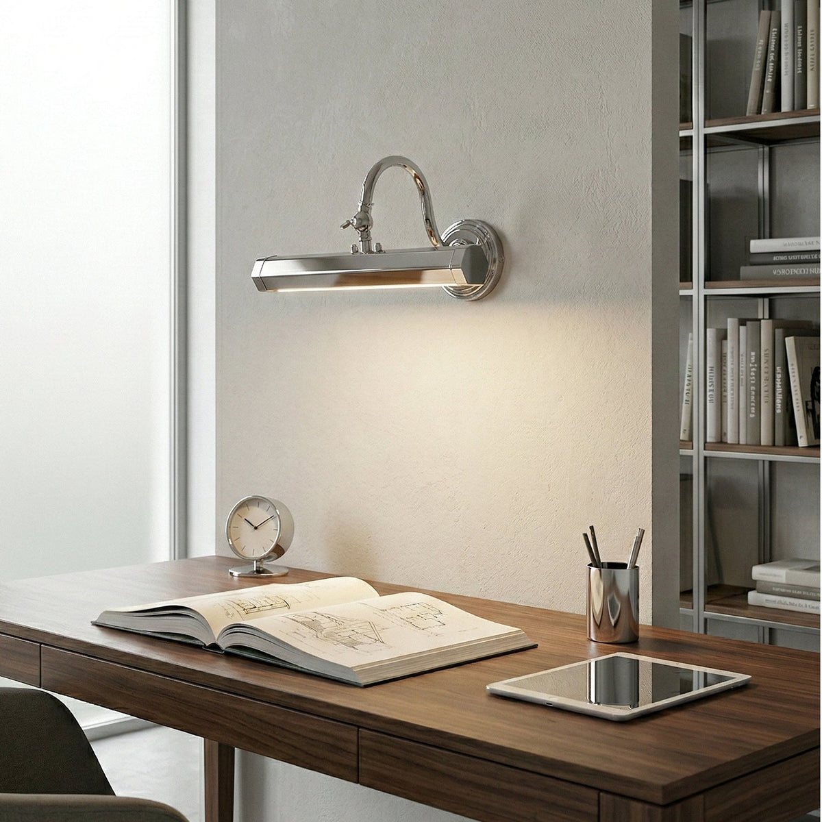 Verstelbare Design Wandlamp met Zwanenhals - IJzeren Picture Light met G9 Fitting in Chroom, Zwart of Koper