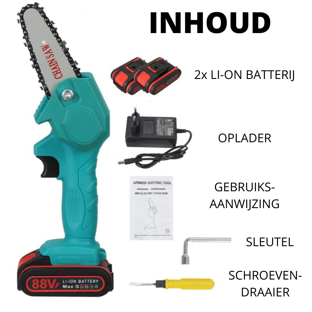 Draadloze Accu Kettingzaag Mini Eenhandig Tuingereedschap voor Snoeien Zagen Takken 88V Tuinonderhoud