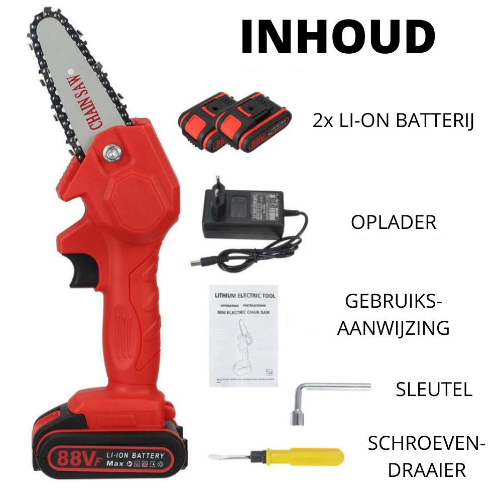 Draadloze Accu Kettingzaag Mini Eenhandig Tuingereedschap voor Snoeien Zagen Takken 88V Tuinonderhoud
