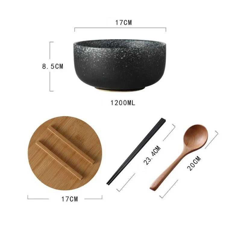 Keramische Kommenset 4-Delig - Moderne Ambachtelijke Schalen voor Soep, Ramen en Salade