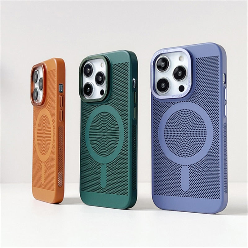 Warmteafvoerende Telefoonhoes MagSafe iPhone 14 15 16 met Camera Bescherming TPU Grip Magnetisch Slank