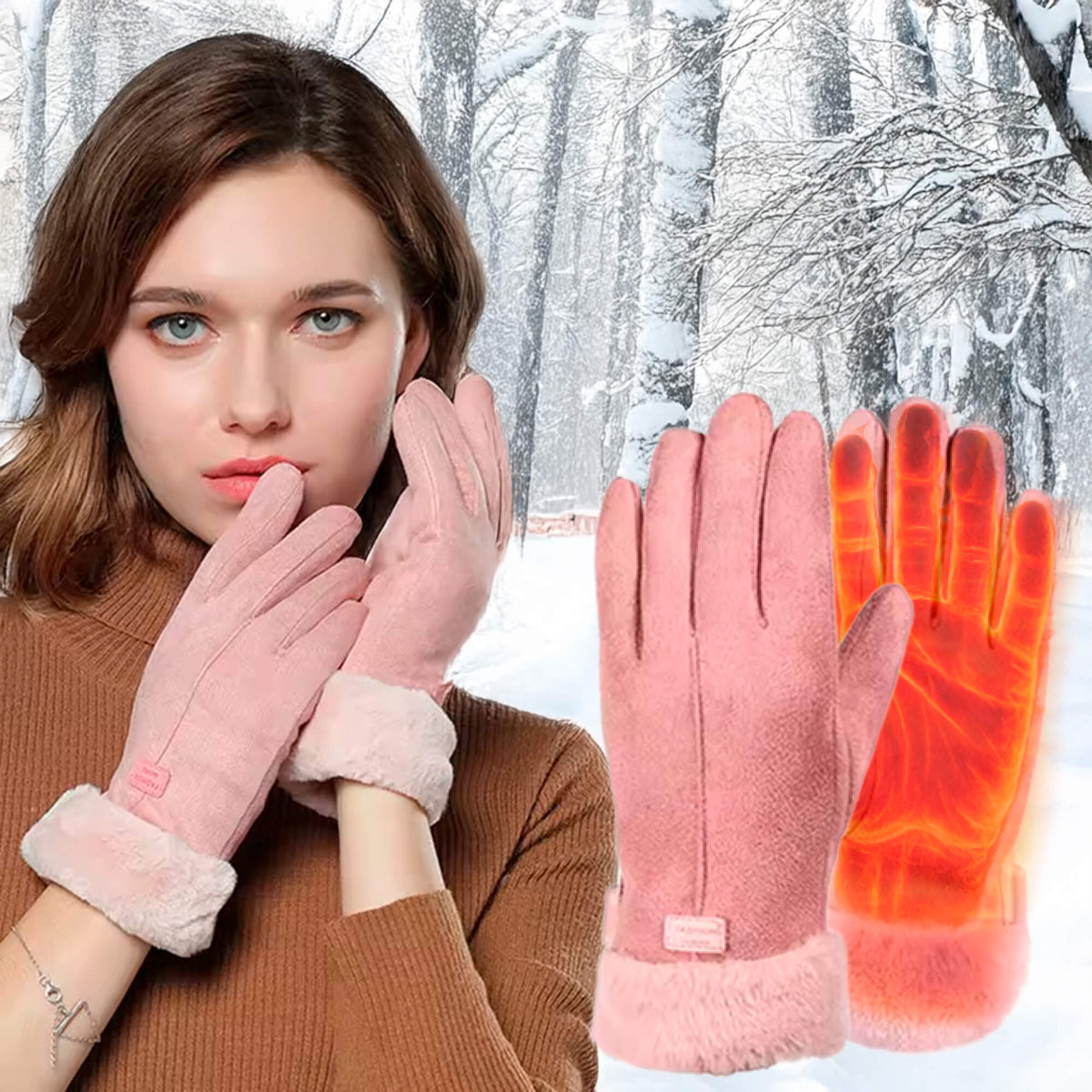 Verwarmde Handschoenen voor Dames - Thermische Waterafstotende Winterhandschoenen met Touchscreen - Oplaadbaar USB Design