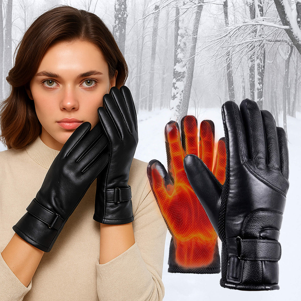 Verwarmde Handschoenen voor Dames - Thermische Waterafstotende Winterhandschoenen met Touchscreen - Oplaadbaar USB Design