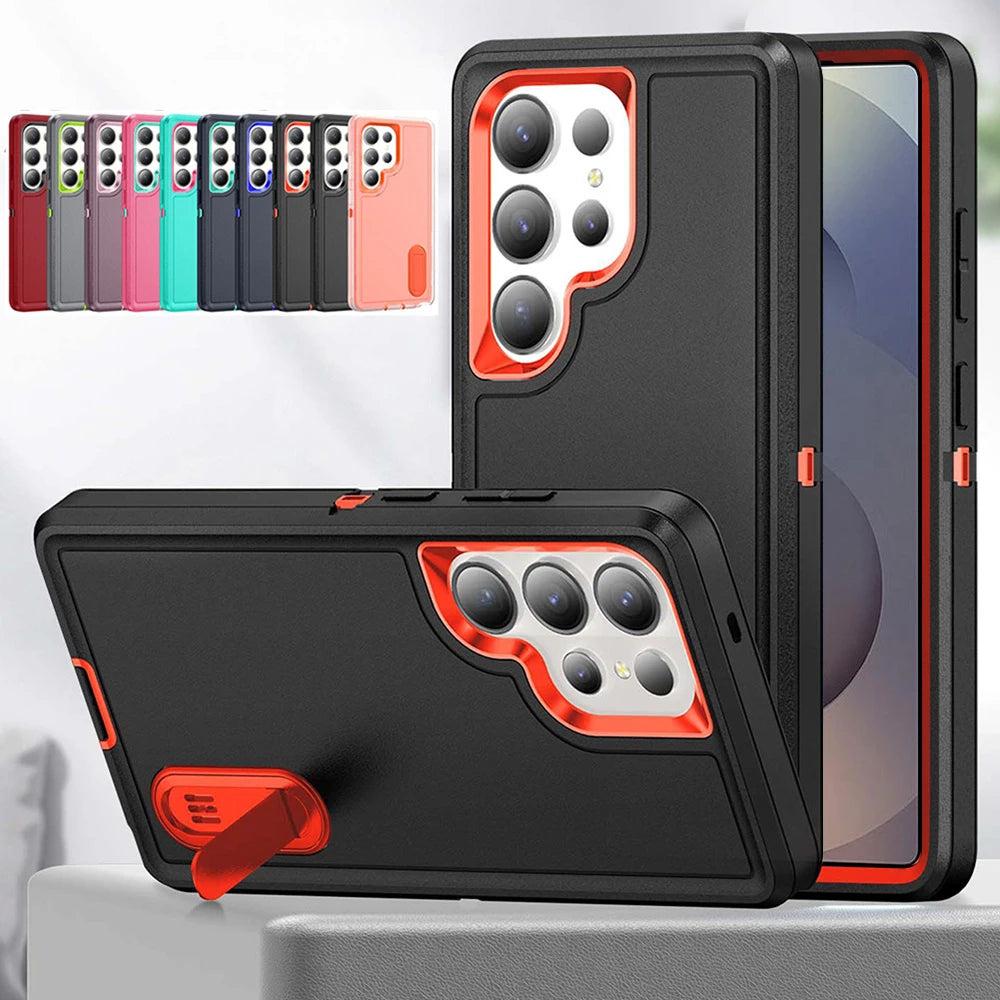 Robuuste Telefoonhoes met Standaard voor Galaxy S23-S26 - Militaire Bescherming Camera Schokbestendig