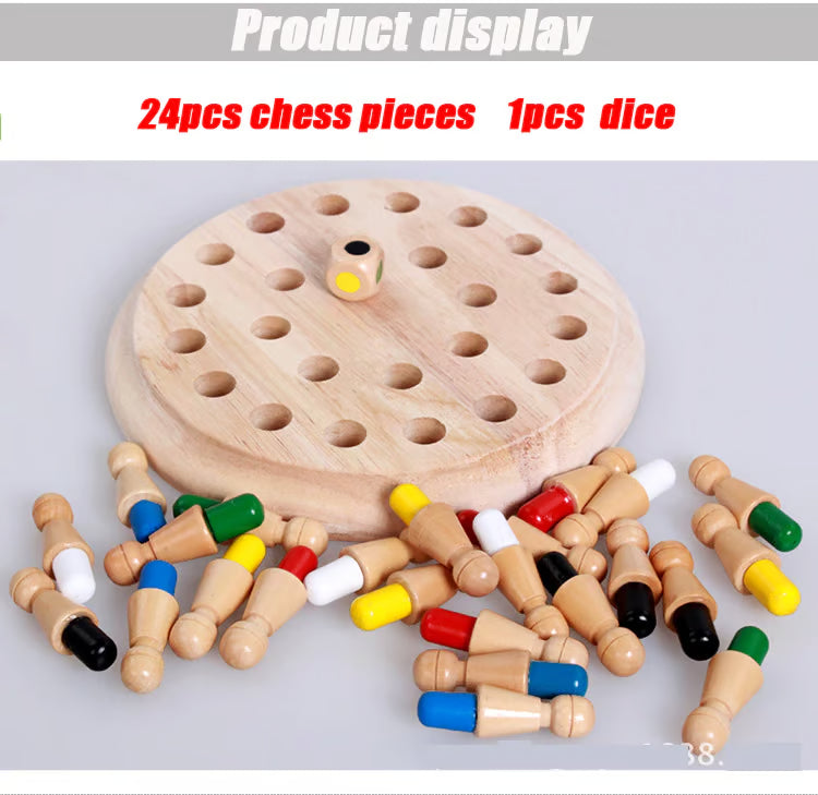 Houten Memory-Schaakspel - Educatief Denkspel voor Geheugen en Concentratie bij Kinderen - Handgemaakt Strategiespel met Natuurlijke Materialen en Veilige Verf - Perfecte Familie Spelactiviteit