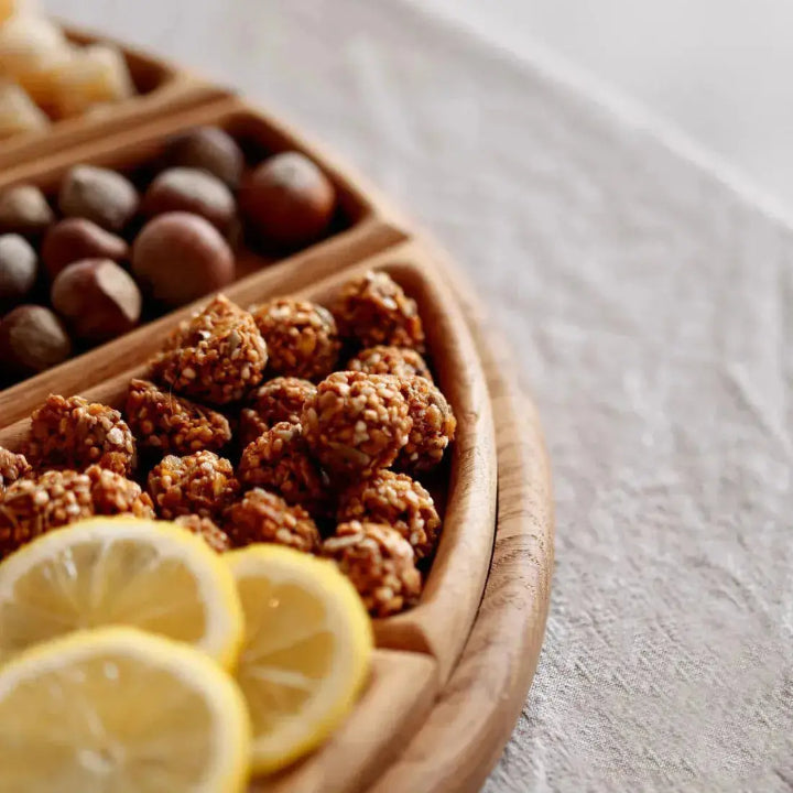 Houten Serveerplank Rond 25cm Rubio Olie Was Kaasplank Snackplank Tapasplank Uitneembare Vakken Hapjesplank Gasten Borrelplank