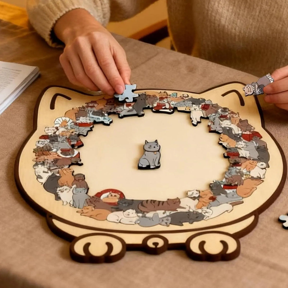 Houten Kattenpuzzel 135 Stukjes - Mooi Decoratief Legpuzzel voor Ontspanning en Interieur