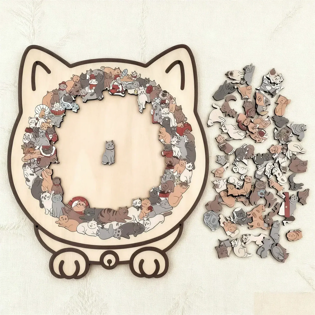 Houten Kattenpuzzel 135 Stukjes - Mooi Decoratief Legpuzzel voor Ontspanning en Interieur