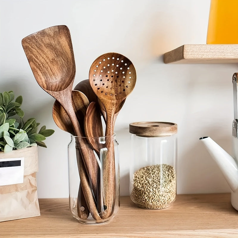 Keukengerei Set Hout 5 Delig Keuken Kookgerei Lepels Spatel Pollepel Natuurlijke Houten Set Duurzaam Koken Keukenset